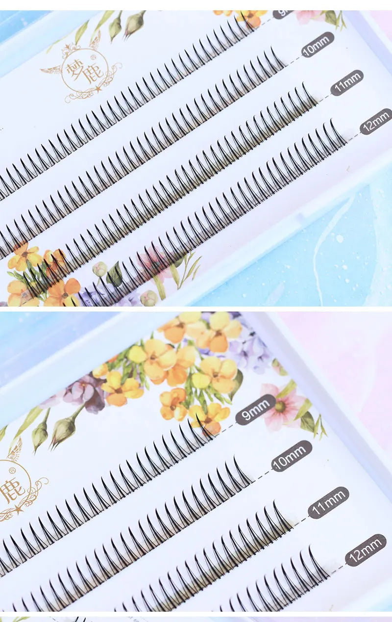 8-12mm A-Type Brown Individual Cluster Lashes, Soft Natural Fairy Strand Eyelashes, black Lashes for Korean Makeup Look