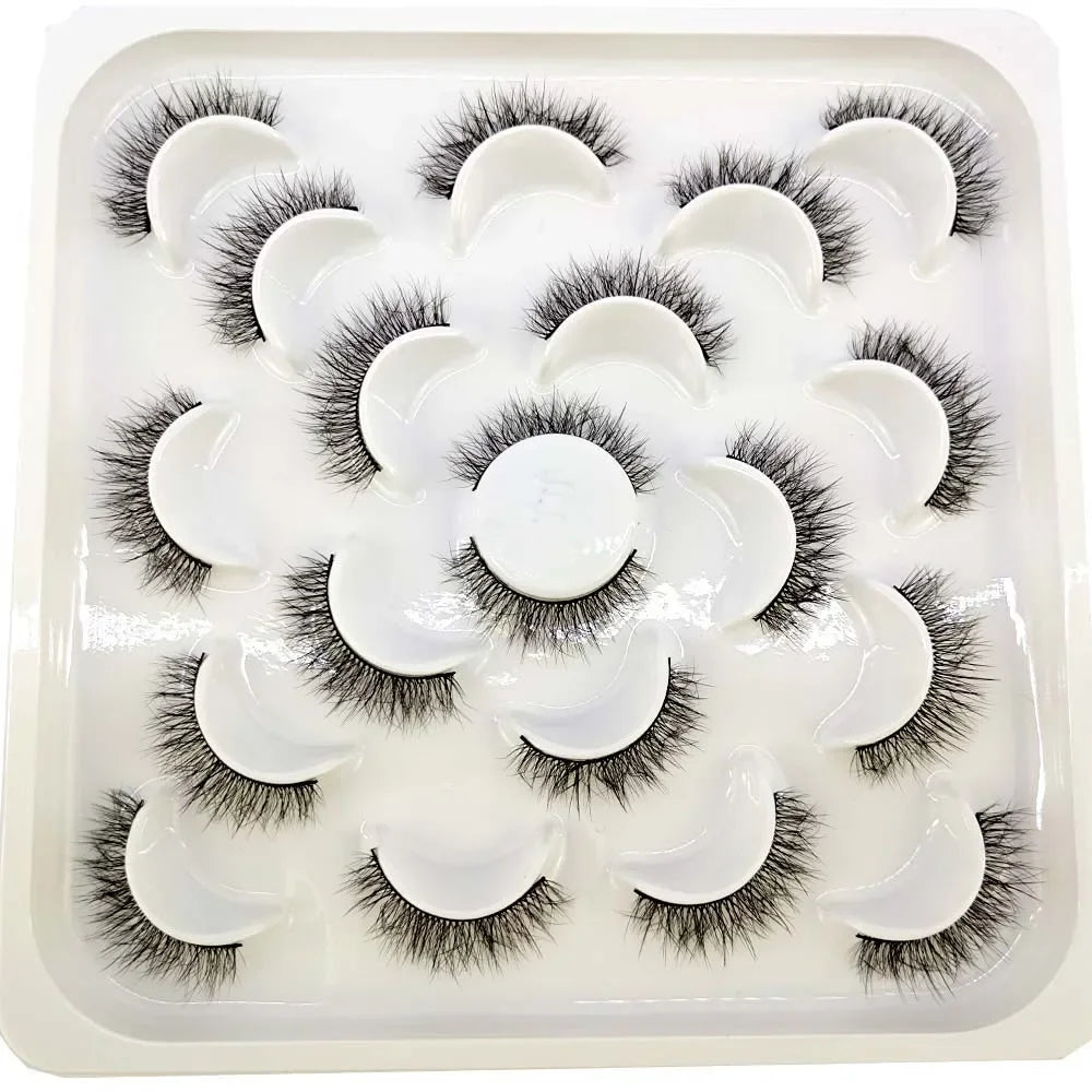NEW 10 pairs Handmade 3d mink lashes short False Eyelashes Cross Messy Dense Natural Eye Lashes Stage Makeup False Eyelashes