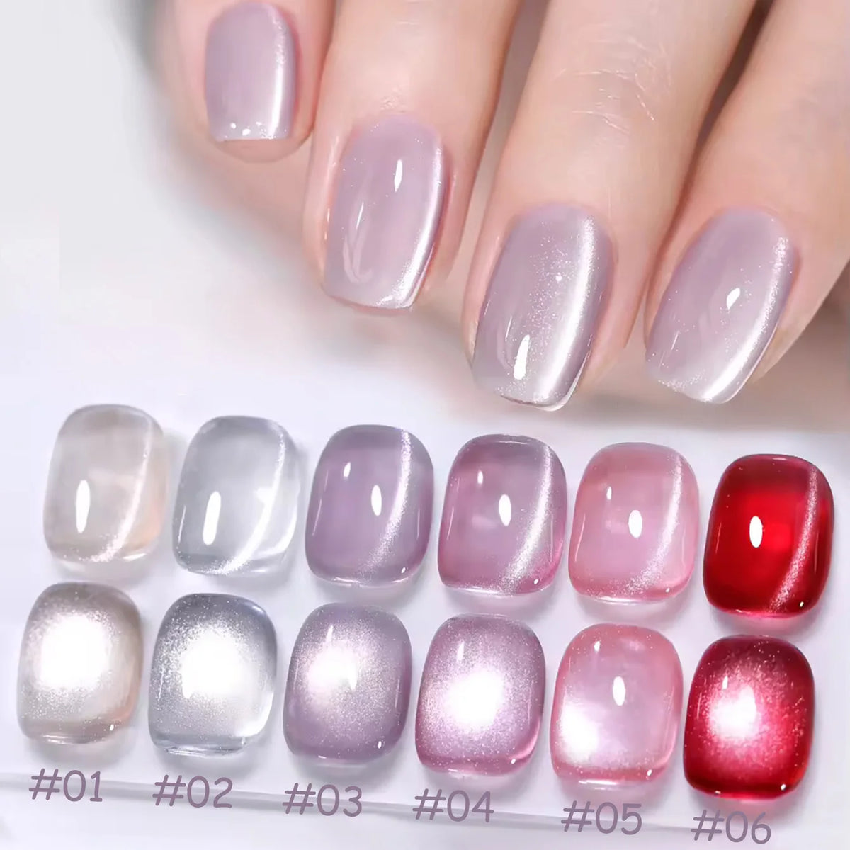 WS 10ml 6-Color Silver Water Light Cat Magnetic Gel Nail Polish Nail Supplies Vernis Semi Permanent Gel for Fall Winter Nails