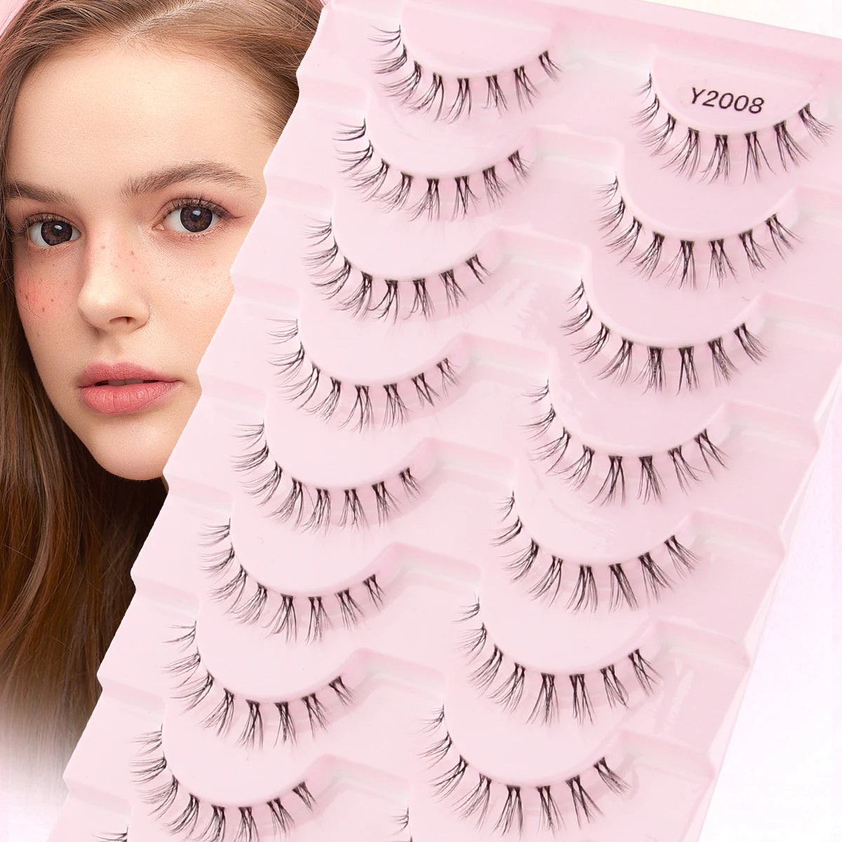 SHIDISHANGPIN False Lashes Extension 3/10 Pairs 3D Mink Eyelash Half Lashes Natural Cat Eye Eyelashes Makeup Faux Cils Fake Lash