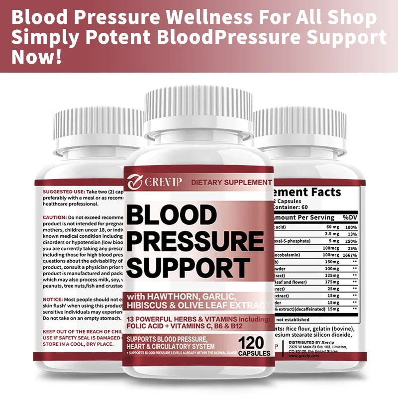 Blood Pressure Supplement - Supports Balanced Blood Pressure Levels and Promotes Heart and Brain Health