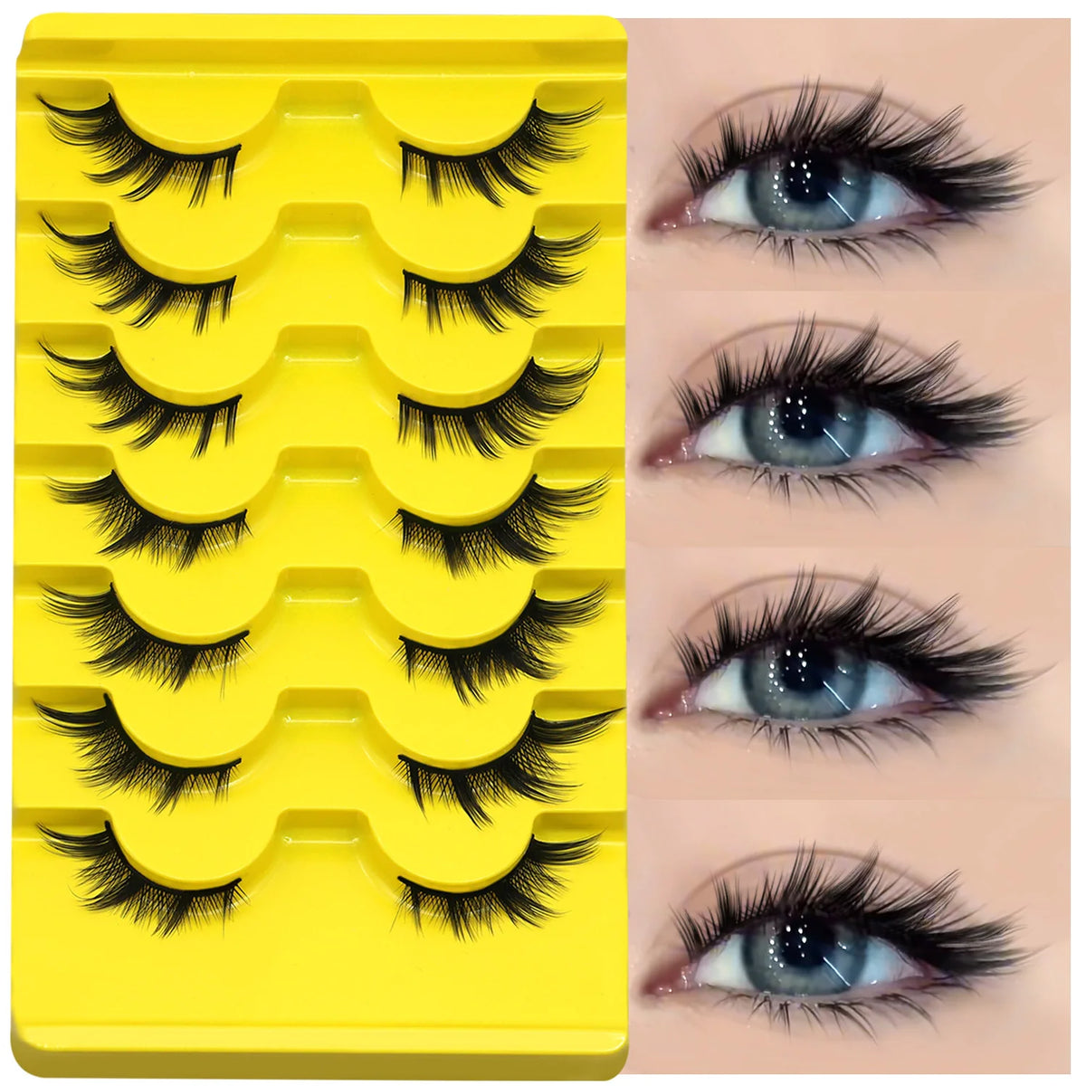 Veltrinay Cat Eye Lashes Manga Lahses Winged End Eye Elongated Eyelashes Faux Mink Natural Look Fake Lashes Makeup