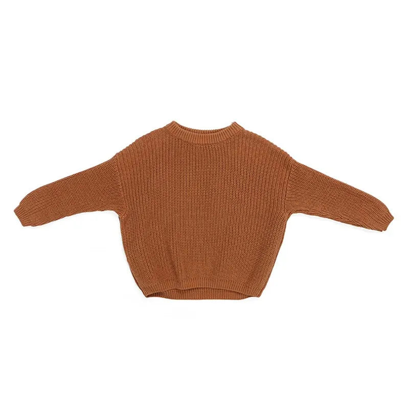 1-5years Kids Fall Winter Sweaters Tops Long Sleeve Knitted Solid Color Thick Pullover jumper For Girls And Boys Warm