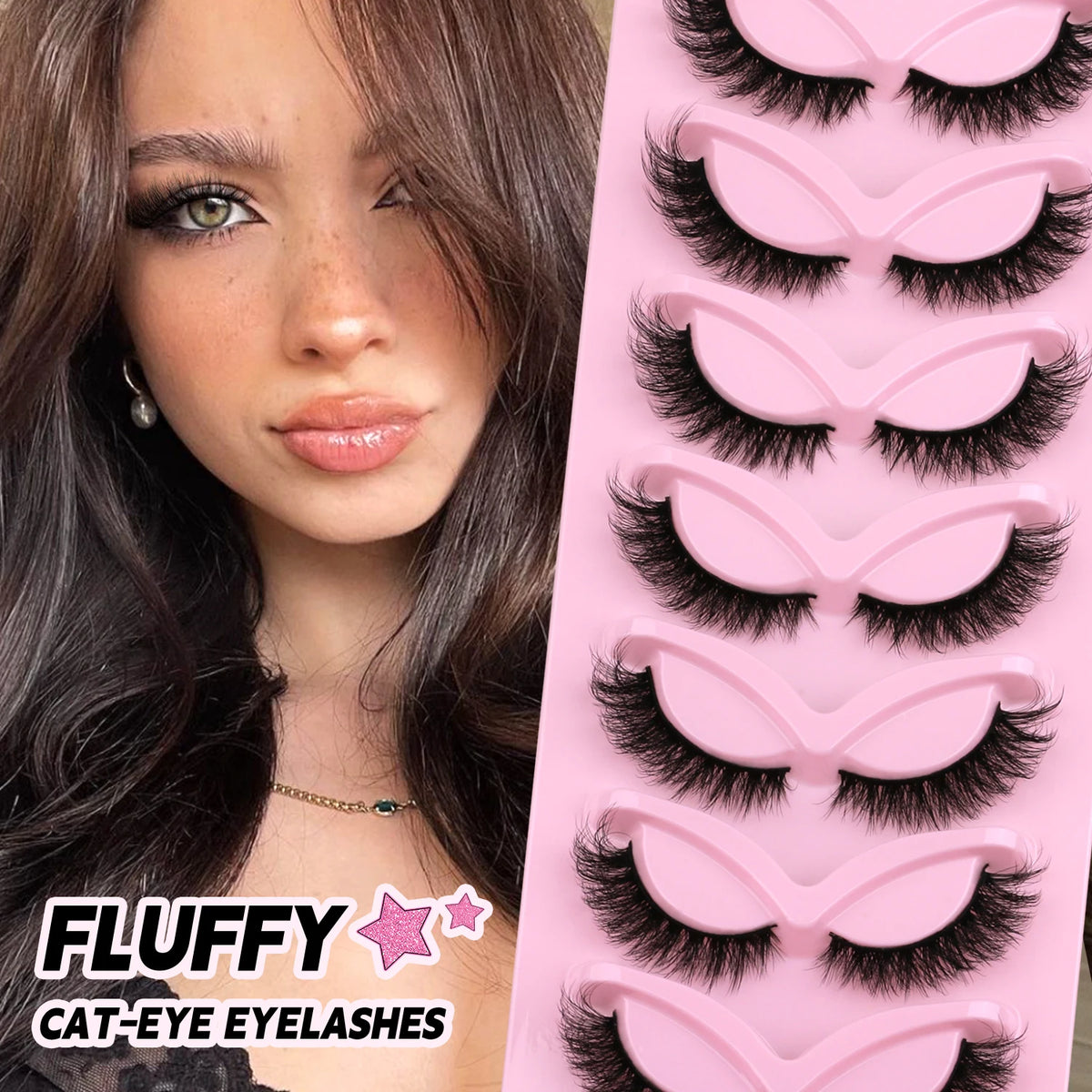 Veltrinay Cat Eye Lashes Natural Fake Lashes Winged End Eye Elongated Eyelashes Faux Mink Eyelashes False Lashes Makeup