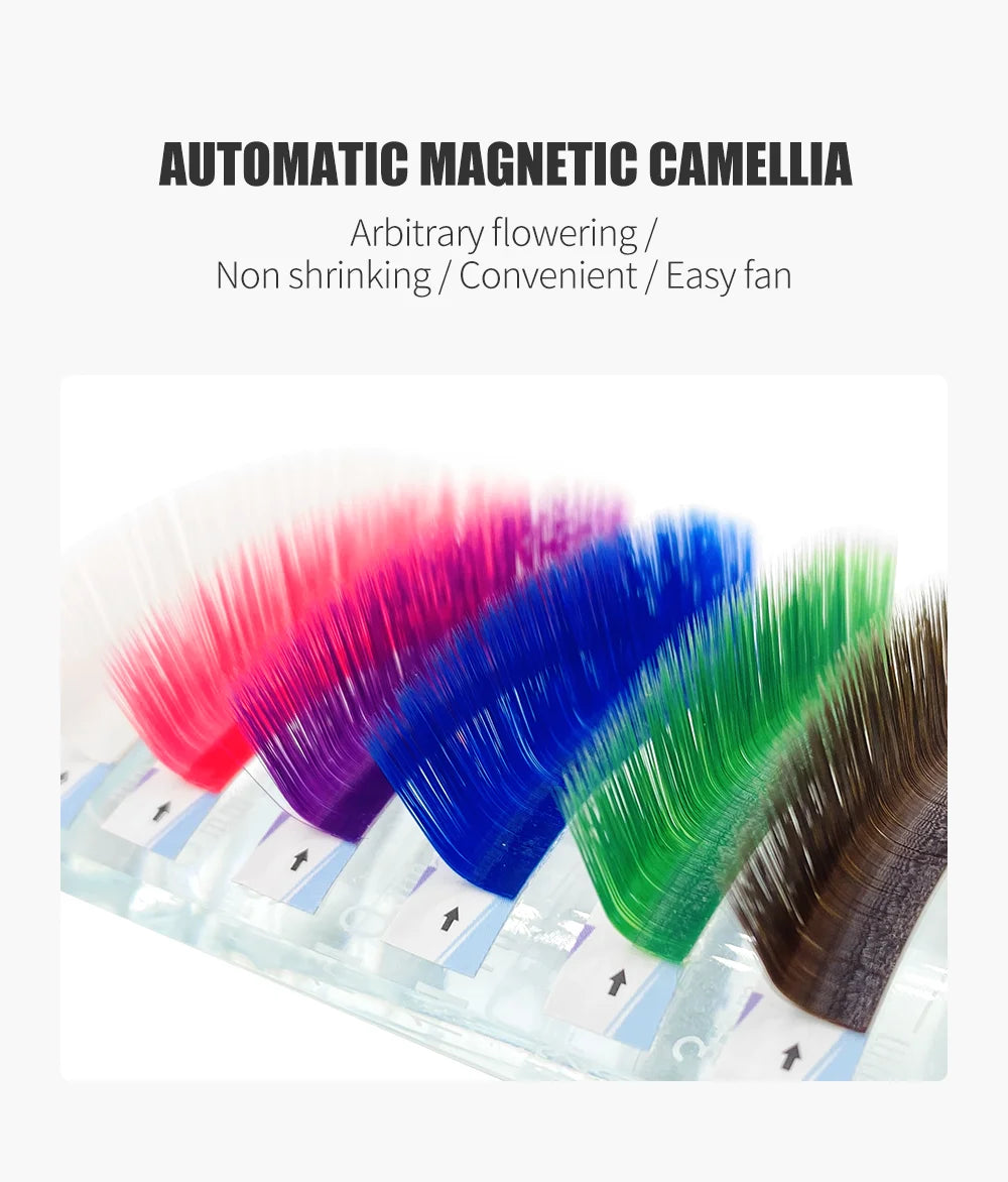 NATUHANA L/LU(M) Curl Auto Fans Colored Lashes Easy Fan Color Eyelash Extension L-Shaped Individual Mink Eyelashes Makeup