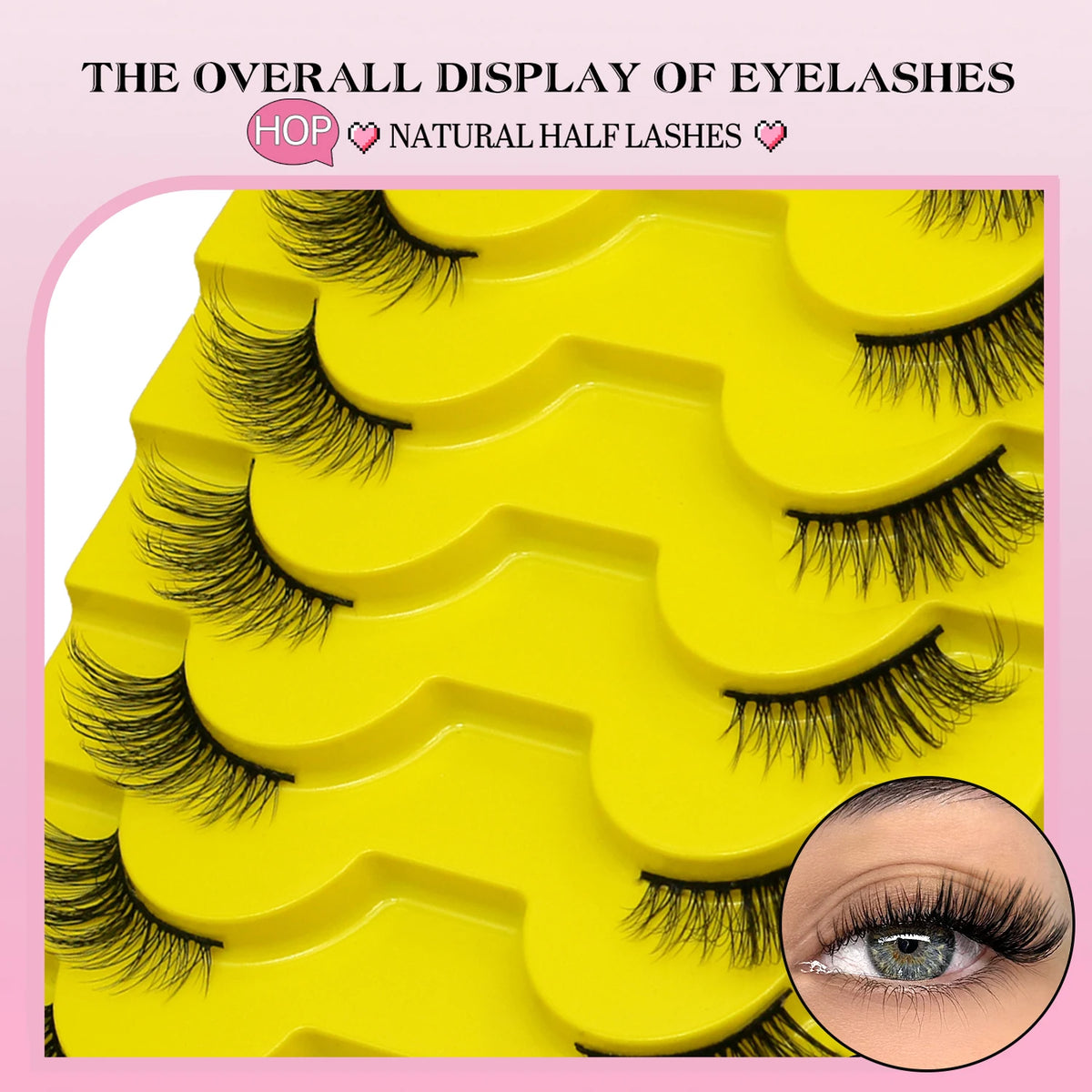Veltrinay Half Eyelash Fake Eyelashes Eye Tail Lift Effect Sexy Soft False Eyelashes High Quality Reusable Fake Lashes Makeup