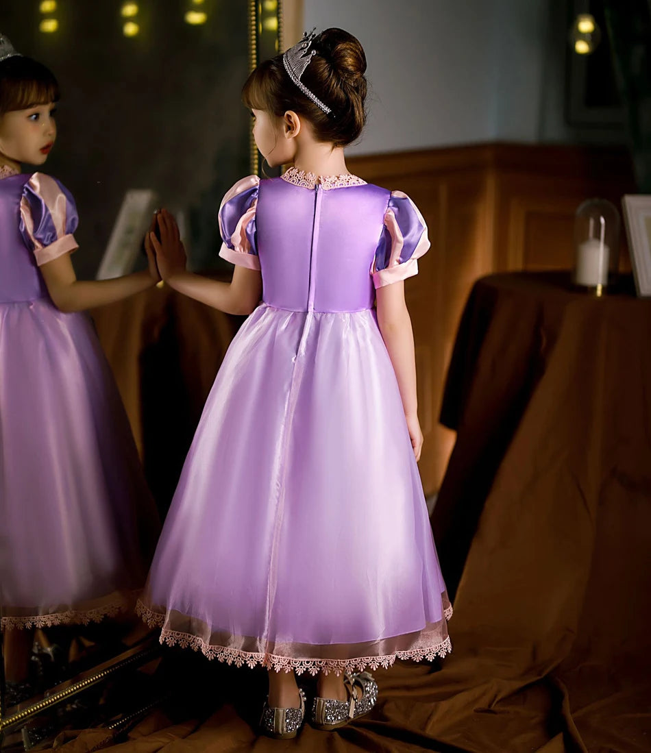 Girl Rapunzel Dress for Kid Princess Girl Tangled Cosplay Carnival Halloween Vestido Birthday Party Ball Gowns Evening Costume
