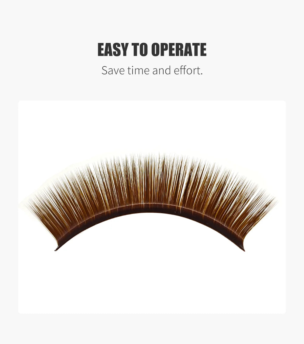 NATUHANA L/LU(M) Curl Auto Fans Colored Lashes Easy Fan Color Eyelash Extension L-Shaped Individual Mink Eyelashes Makeup