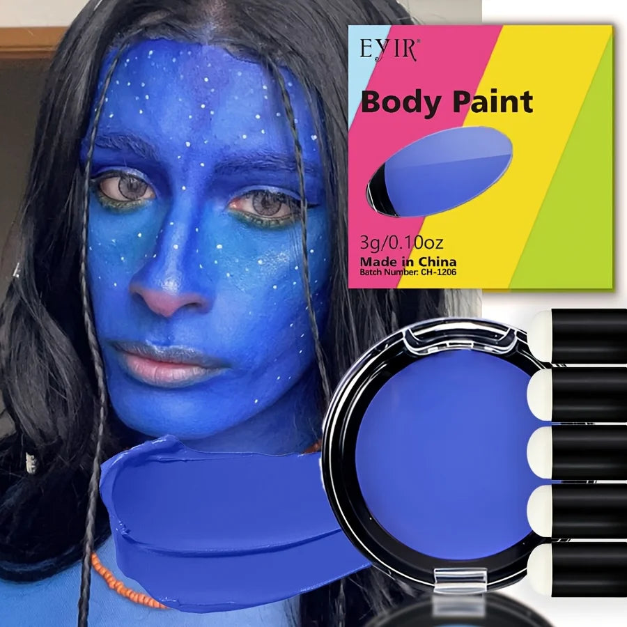12-Color Creamy Oil Paint Set, Luminous & Sunlight Color Changing Body Paint. This Water-Based Cream Facial Paint Is a Must-Have