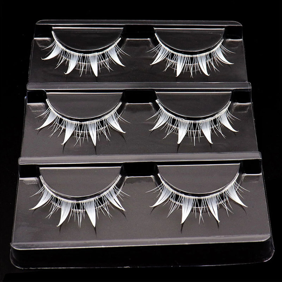 White False Eyelashes Cosplay Strip Lashes Dramatic Volume DIY Wispy Eyelashes for Anime Party Makeup Supplies Black/White