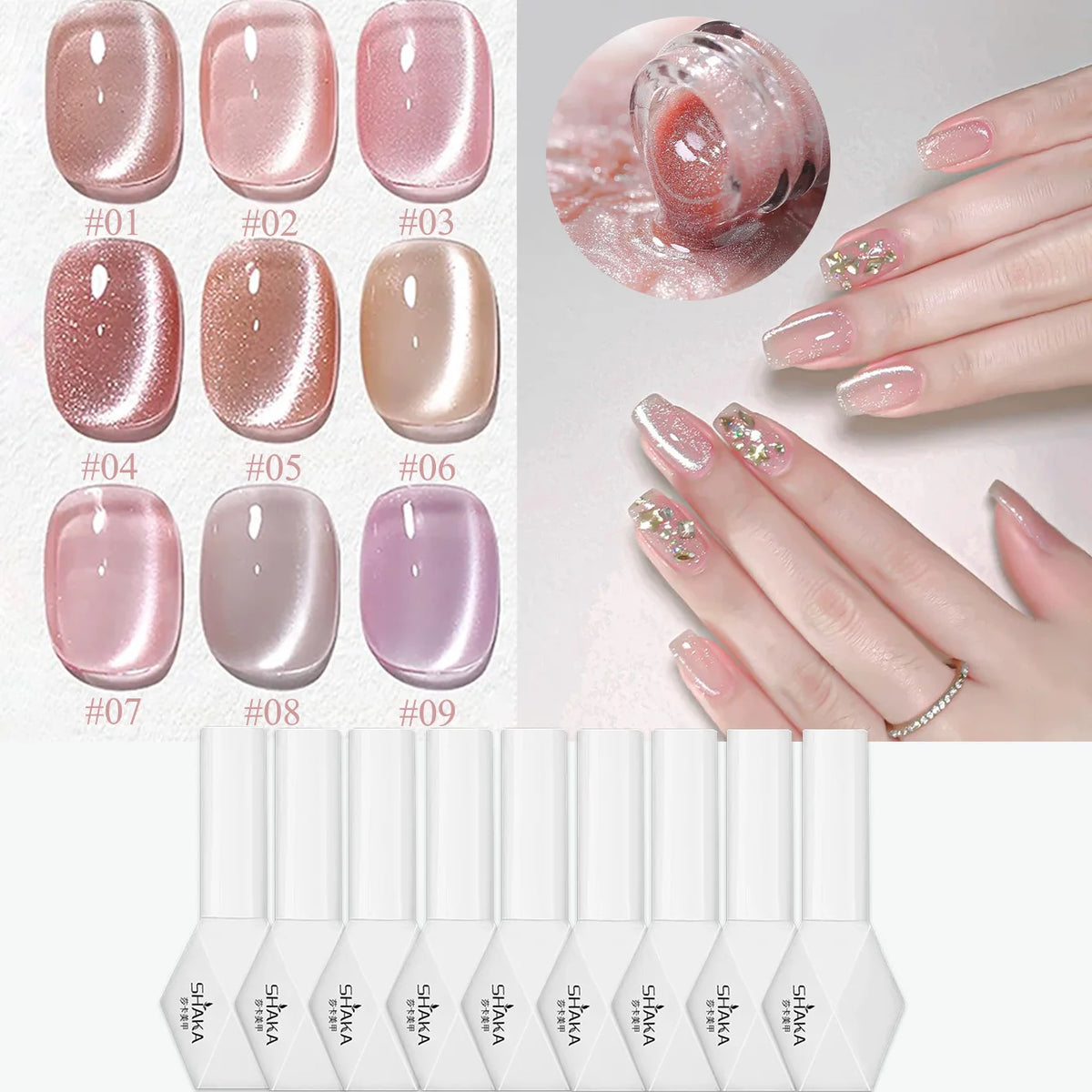 WS 10ml 6-Color Silver Water Light Cat Magnetic Gel Nail Polish Nail Supplies Vernis Semi Permanent Gel for Fall Winter Nails