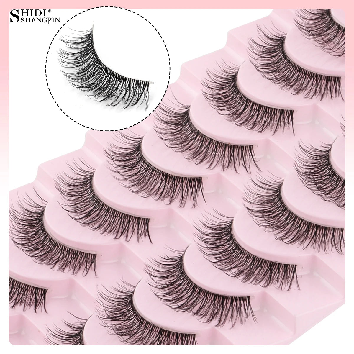 SHIDISHANGPIN False Lashes Extension 3/10 Pairs 3D Mink Eyelash Half Lashes Natural Cat Eye Eyelashes Makeup Faux Cils Fake Lash