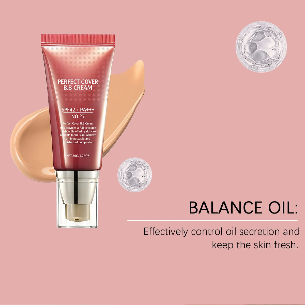 Perfect Cover BB Cream Full Coverage Oil Control Brighten Skin Tone Fading Blemishes Lightweight Natural Makeup Face Concealer