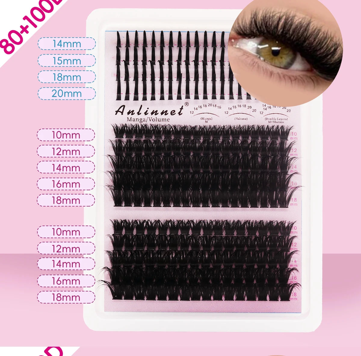 Fairy Natural Single Cluster Thick Artificial False Eyelashes, Mixed Play Makeup, D Curve, Large Capacity, 14 Rows