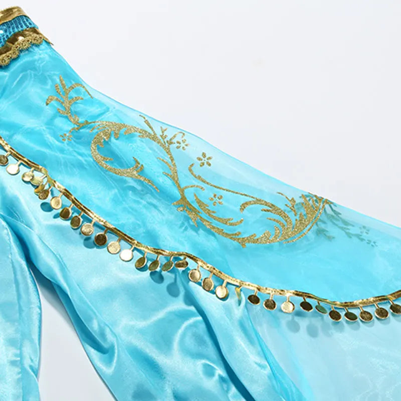 Jasmine Princess Dress for Girls Cosplay Aladdin Magic Lamp Costume Outfit Girls Halloween Kids Birthday Carnival Dance Vestidos