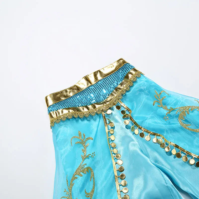 Jasmine Princess Dress for Girls Cosplay Aladdin Magic Lamp Costume Outfit Girls Halloween Kids Birthday Carnival Dance Vestidos