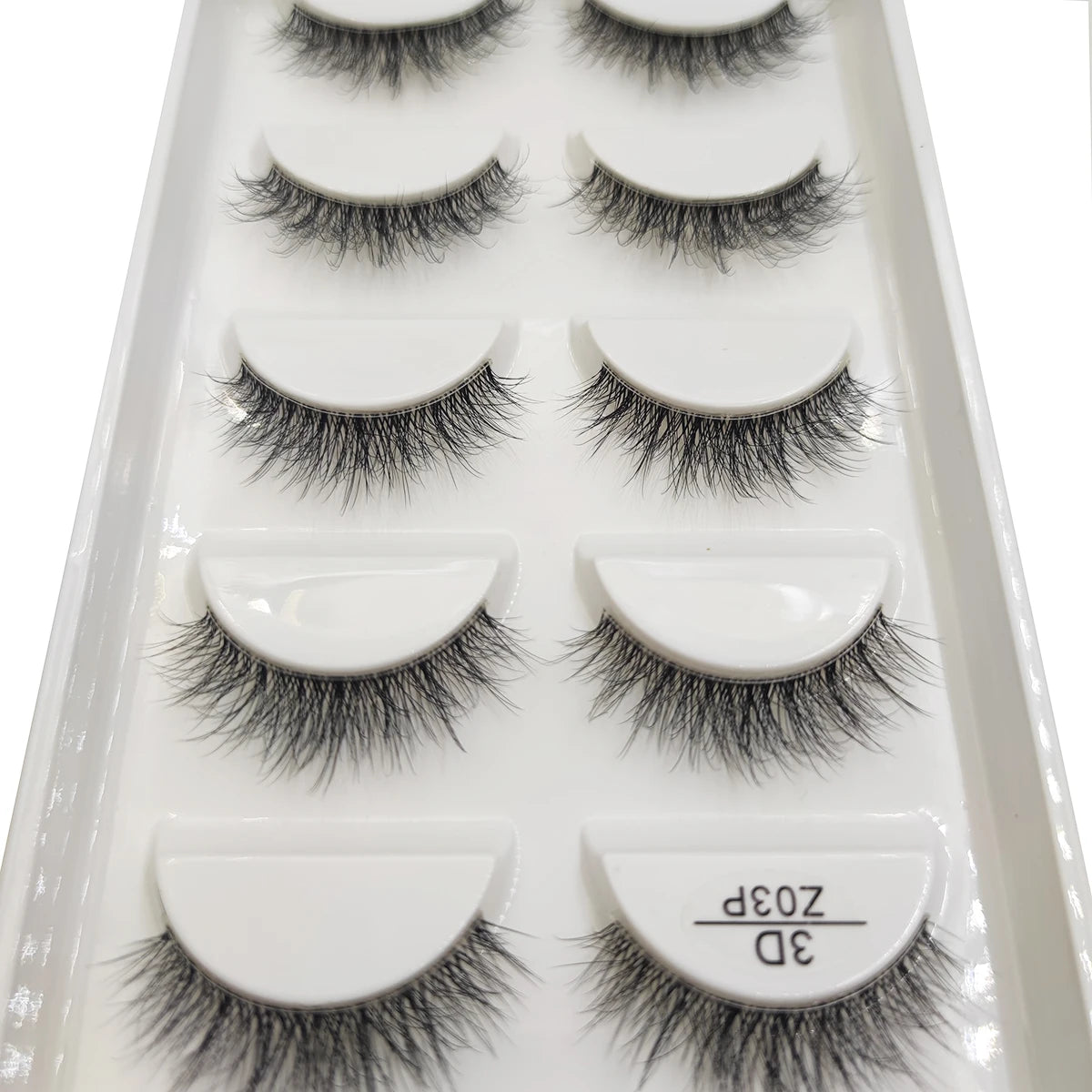 Transparent 3D Mink Eyelashes, Natural Clear False Eye Lashes, Soft Invisible Eyelash, Wispy Makeup Faux Cils, H13 X08, 5 Pairs