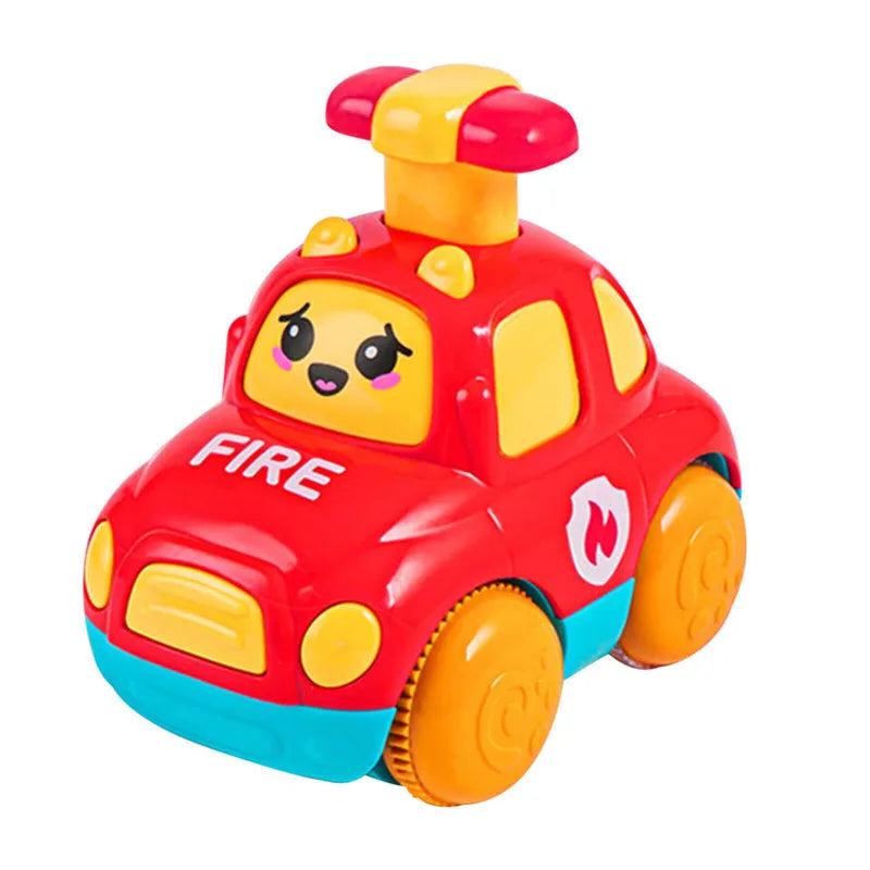 Baby Car Toys for 6 12 Months Friction Car Infant Soft Rubber Inertial Push and Go Vehicles Roll Car Hand Rattle Gift for Kids