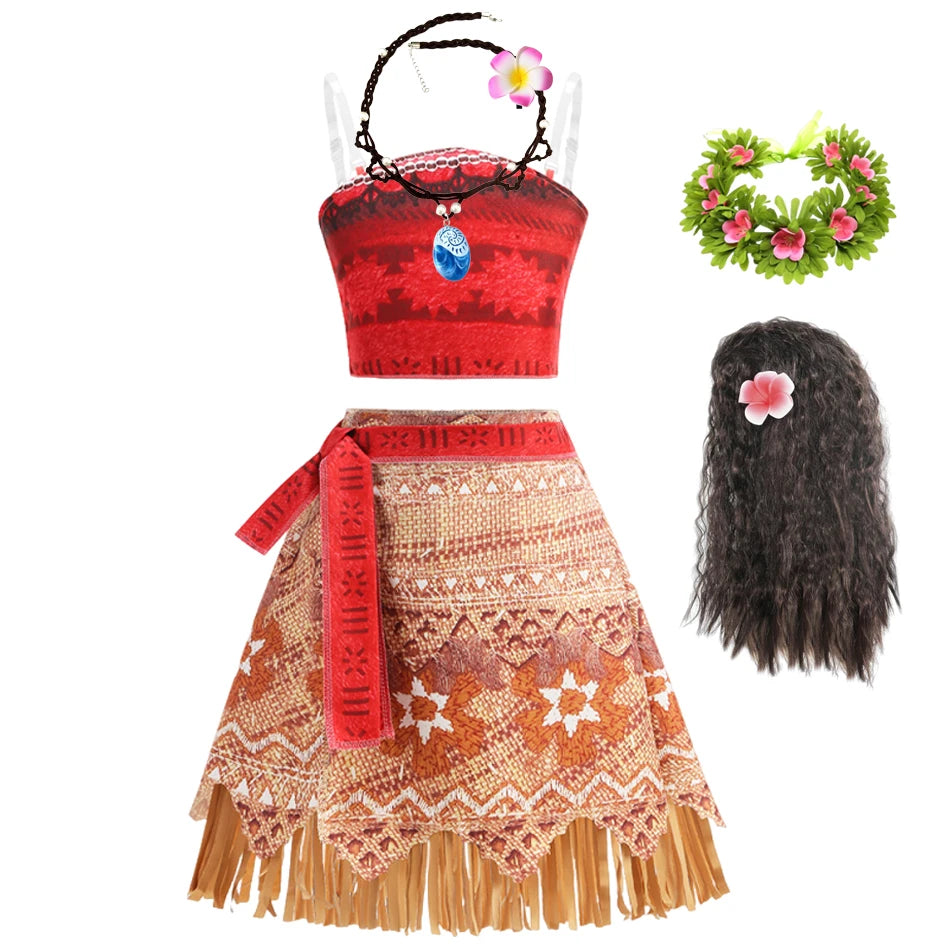 New Movie Moano 2 Dress Girl Halloween Cosplay Costume Carnival Party Princess Children Ocean Adventure Vaiana Dress