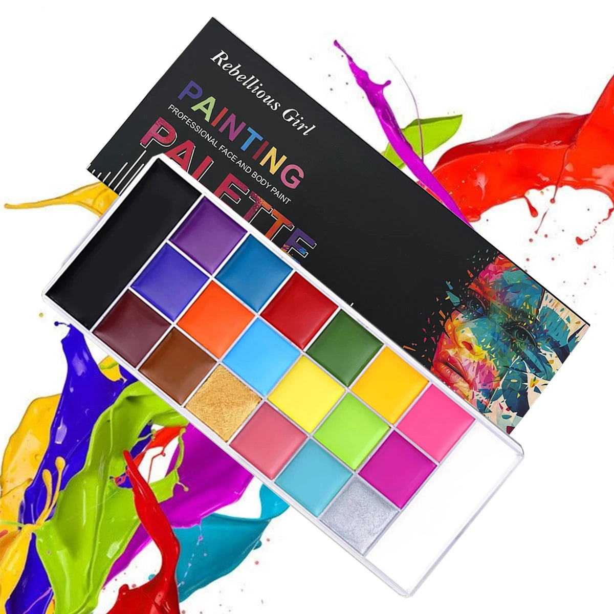 20 Color Professional Face & Body Paint Palette,Long Lasting Face Painting Cosmetic For Halloween Special Effects&Cosplay Makeup