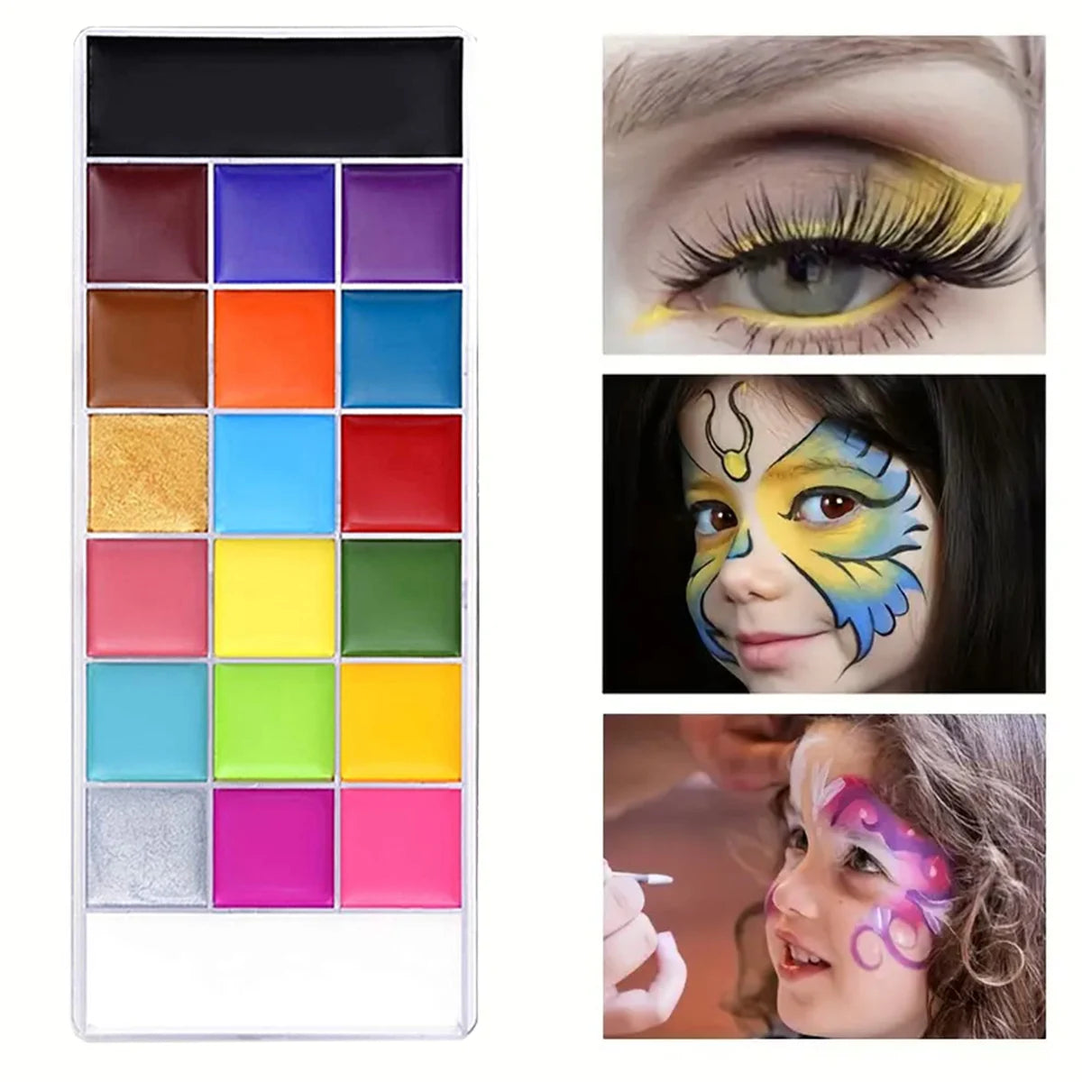 20 Color Professional Face & Body Paint Palette,Long Lasting Face Painting Cosmetic For Halloween Special Effects&Cosplay Makeup