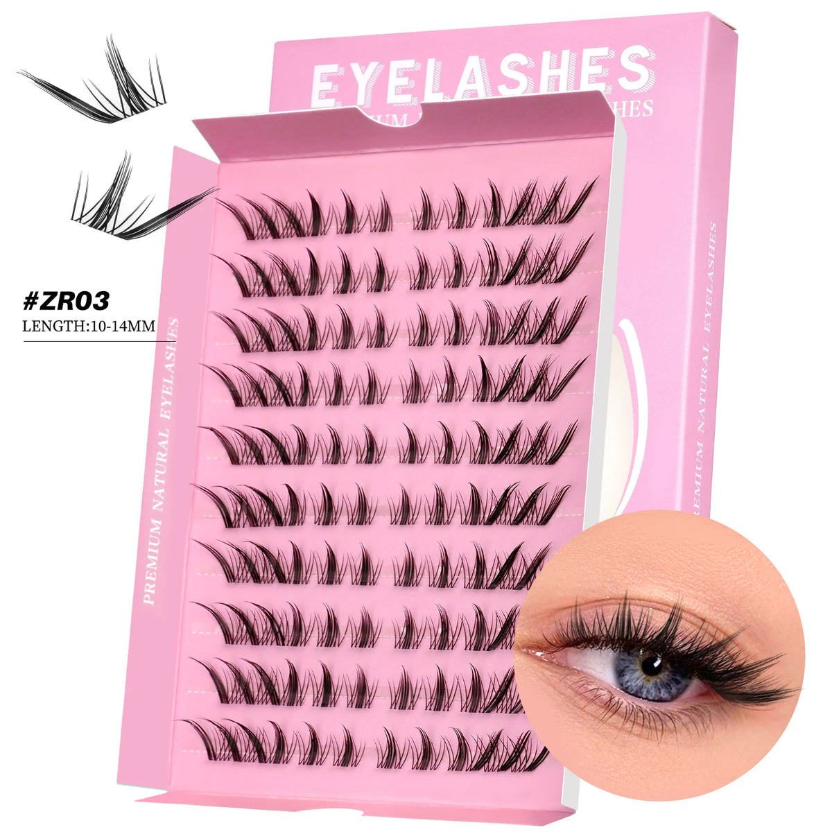 GROINNEYA Cat Eye Lashes DIY Lash Clusters Extension Manga Cluster Eyelashes Soft Cross Mixed Tray Natural False Lashes Makeup