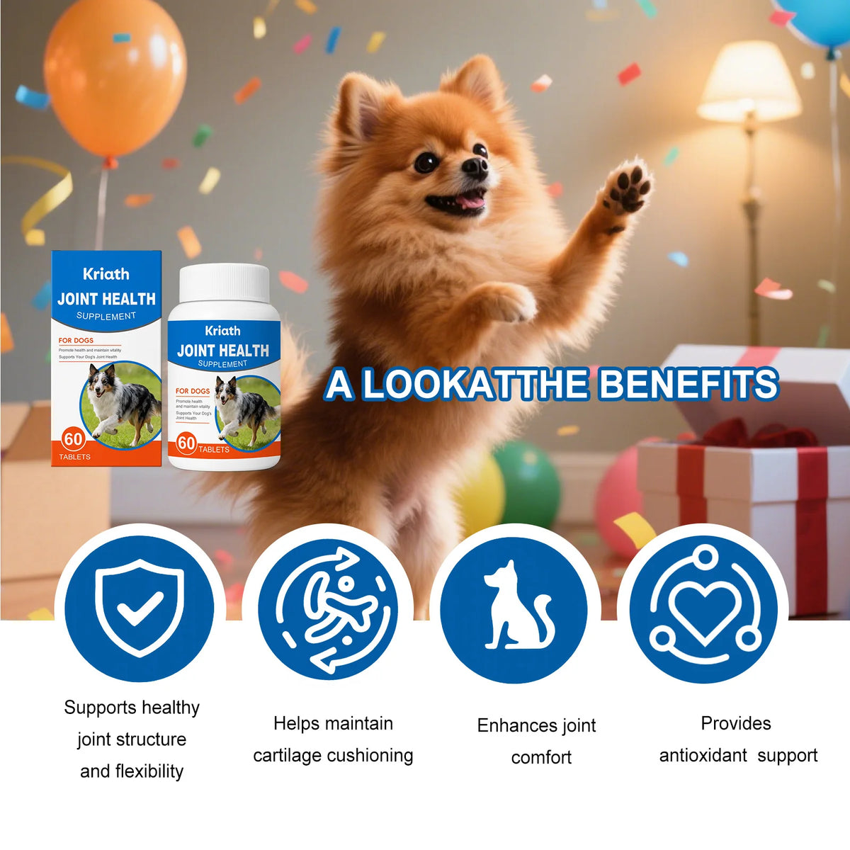 PetFlex Dog Joint Care Supplement Tablets Nourishing Formula Enhances Flexibility Protects Cartilage Relieves Discomfort Pets