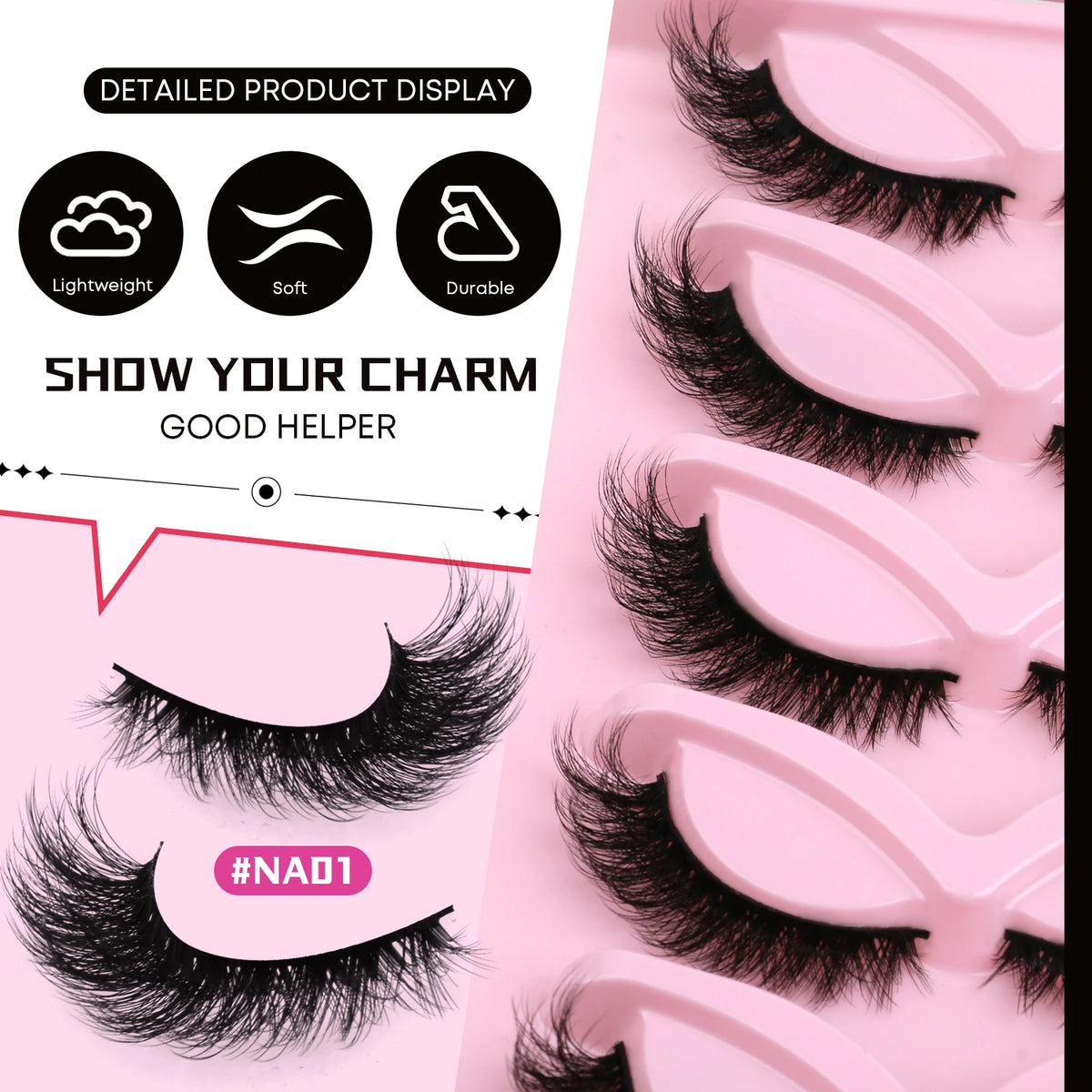 Veltrinay Cat Eye Lashes Natural Fake Lashes Winged End Eye Elongated Eyelashes Faux Mink Eyelashes False Lashes Makeup