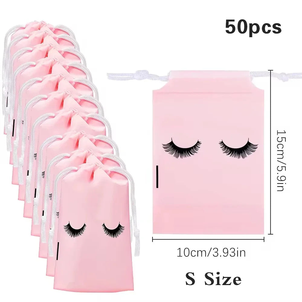50PCS Travel Pouch Eyelash Aftercare Reusable Bag Cosmetic Bags Lashes Extension Supplies Beauty Travel Pouch Makeup Tools