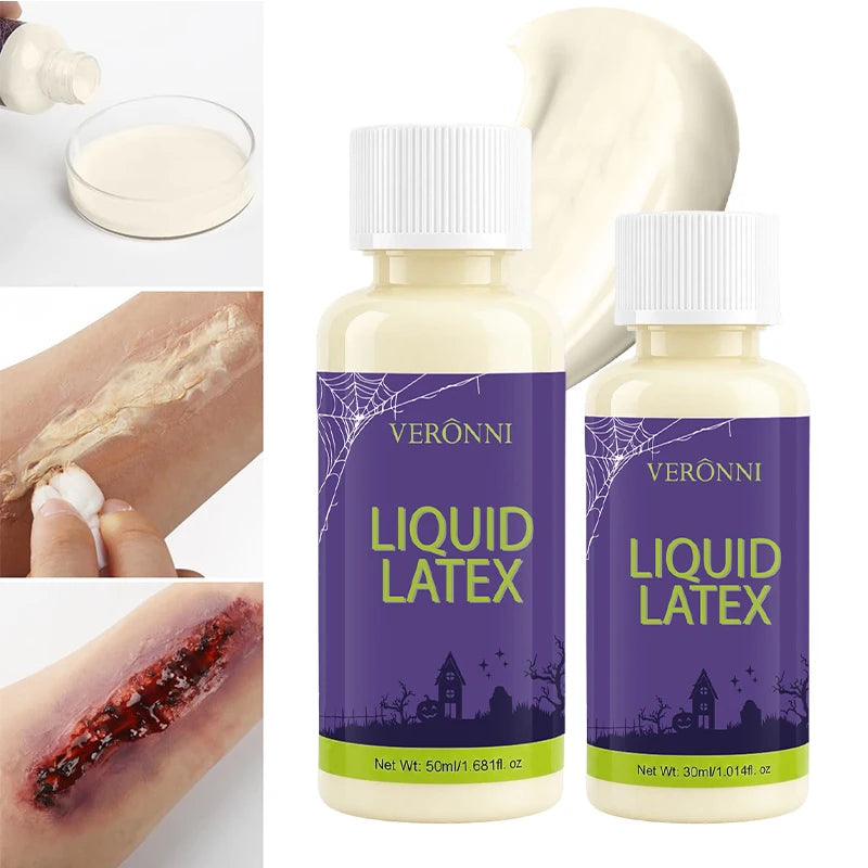 2pcs Liquid Latex SFX Makeup, Kit Realistic Fake Skin, Scar Wounds Old Age Skin, Halloween Wrinkles Cut Burning Decay Peeling