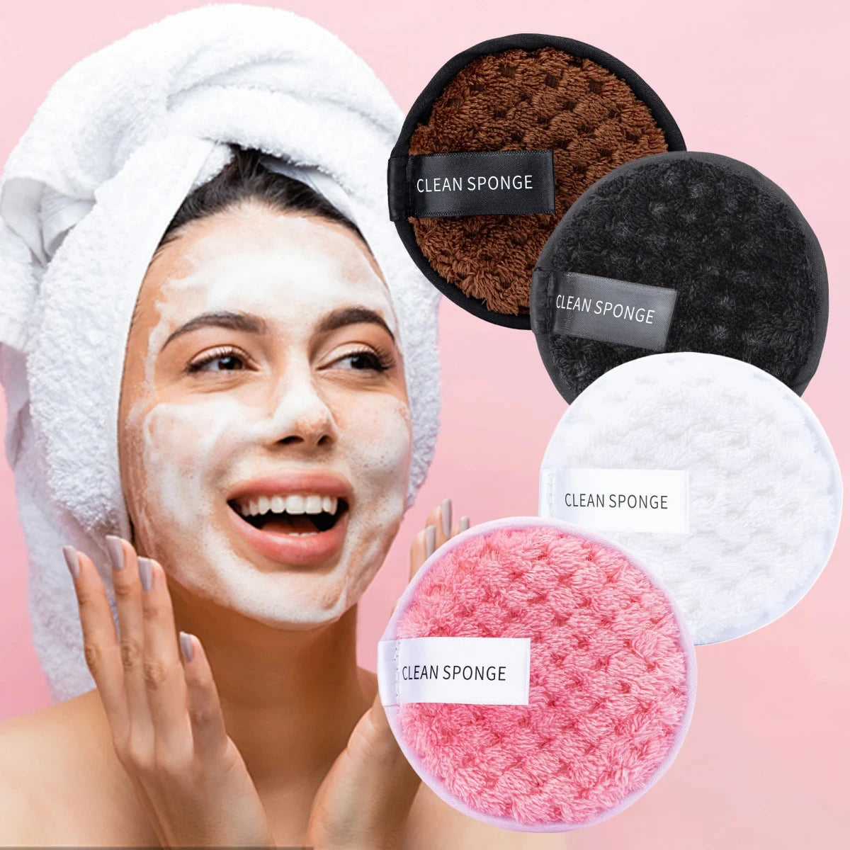 4pcs Makeup Remover Microfiber Cotton Pad Cosmetics Washable Makeup  Towel Cleaning Sponge Skin Care Tool Washcloth