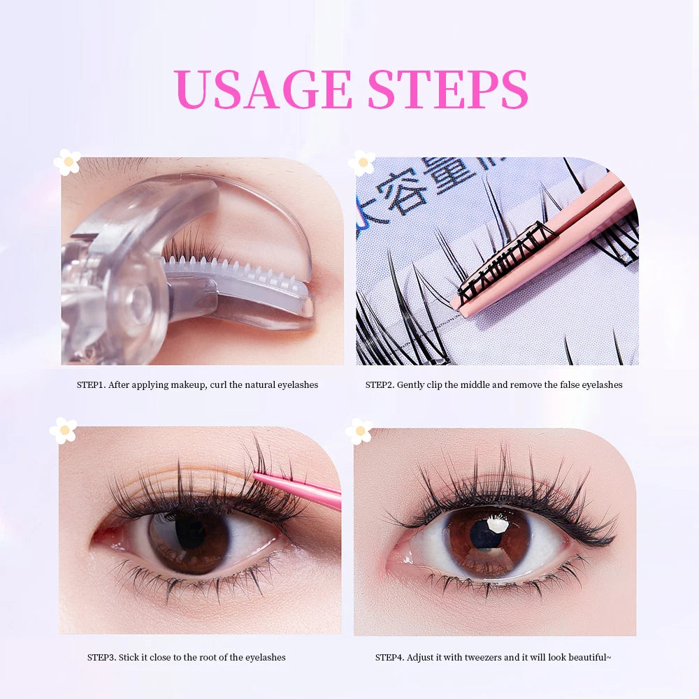 BQI 10 Rows Camellia Glue-free Large-capacity False Eyelashes, Natural Upper And Lower Eyelashes, Daily Makeup False Eyelashes