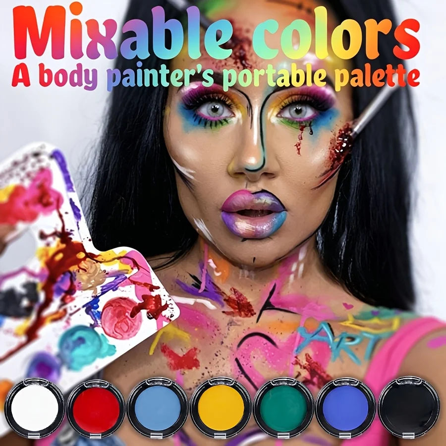 12-Color Creamy Oil Paint Set, Luminous & Sunlight Color Changing Body Paint. This Water-Based Cream Facial Paint Is a Must-Have
