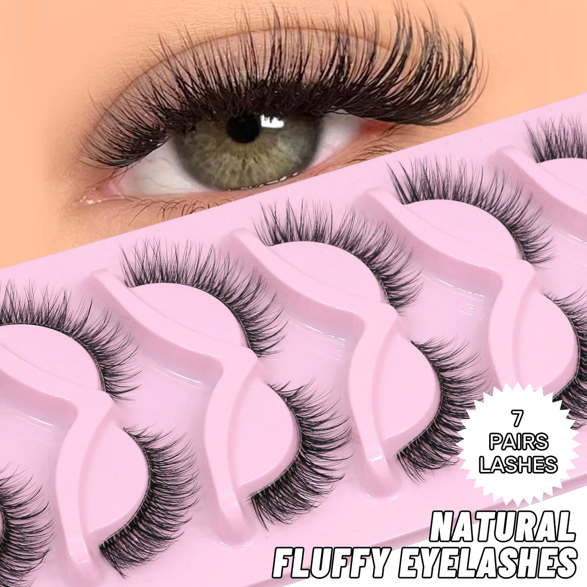 VELTRINAY Cat Eye Lashes Natural Eyelashes Short Wispy Lash Strips Volume Cateye False Eyelash Fake Lashes Natural Look Makeup