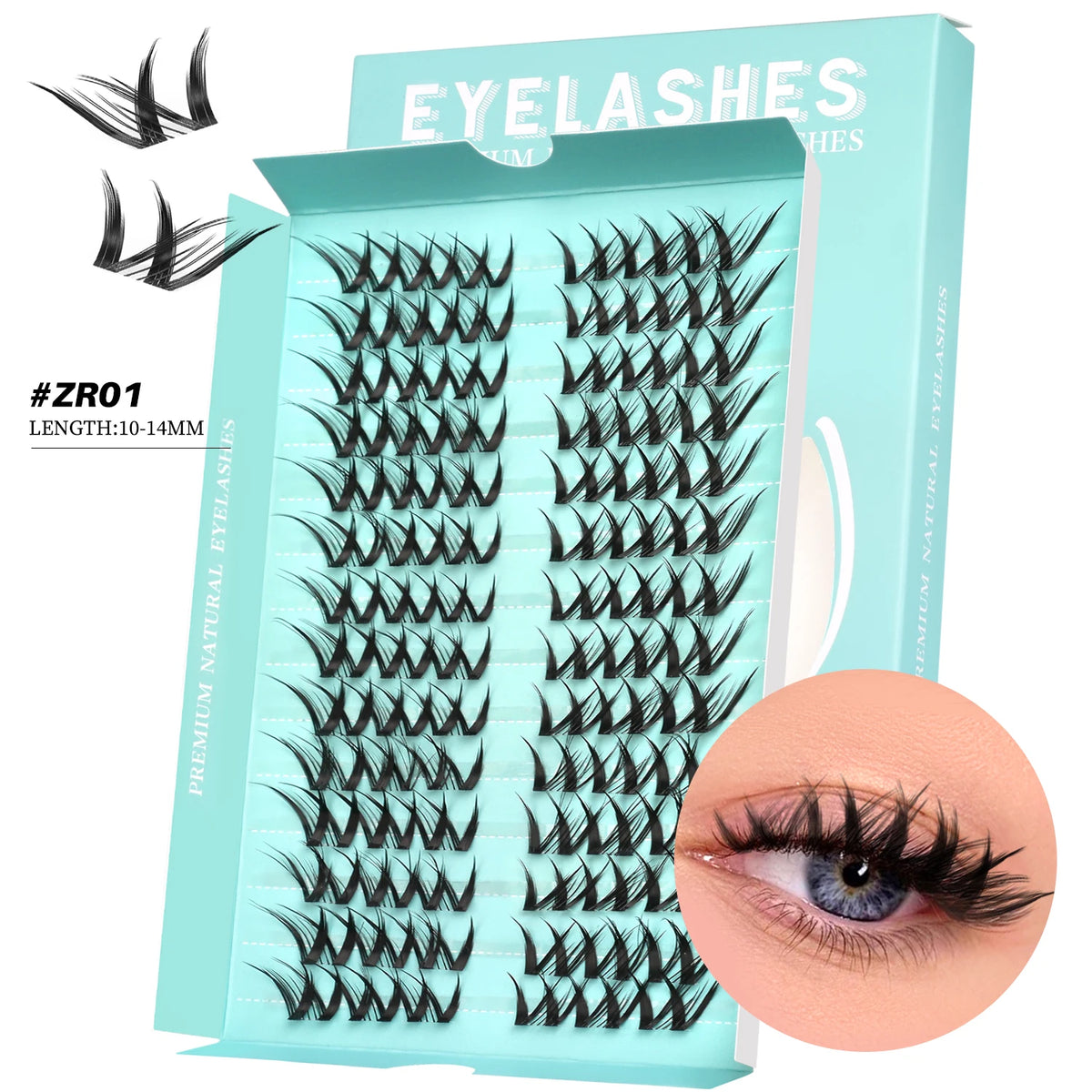 GROINNEYA Cat Eye Lashes DIY Lash Clusters Extension Manga Cluster Eyelashes Soft Cross Mixed Tray Natural False Lashes Makeup