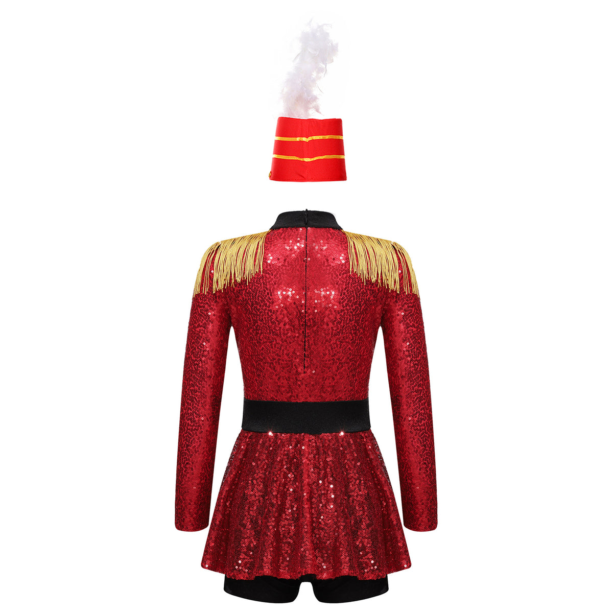 Kids Girls Halloween Circus Ringmaster Magician Costume Carnival Party Lion Tamer Cosplay Long Sleeve Sequins Leotard Dress Tutu