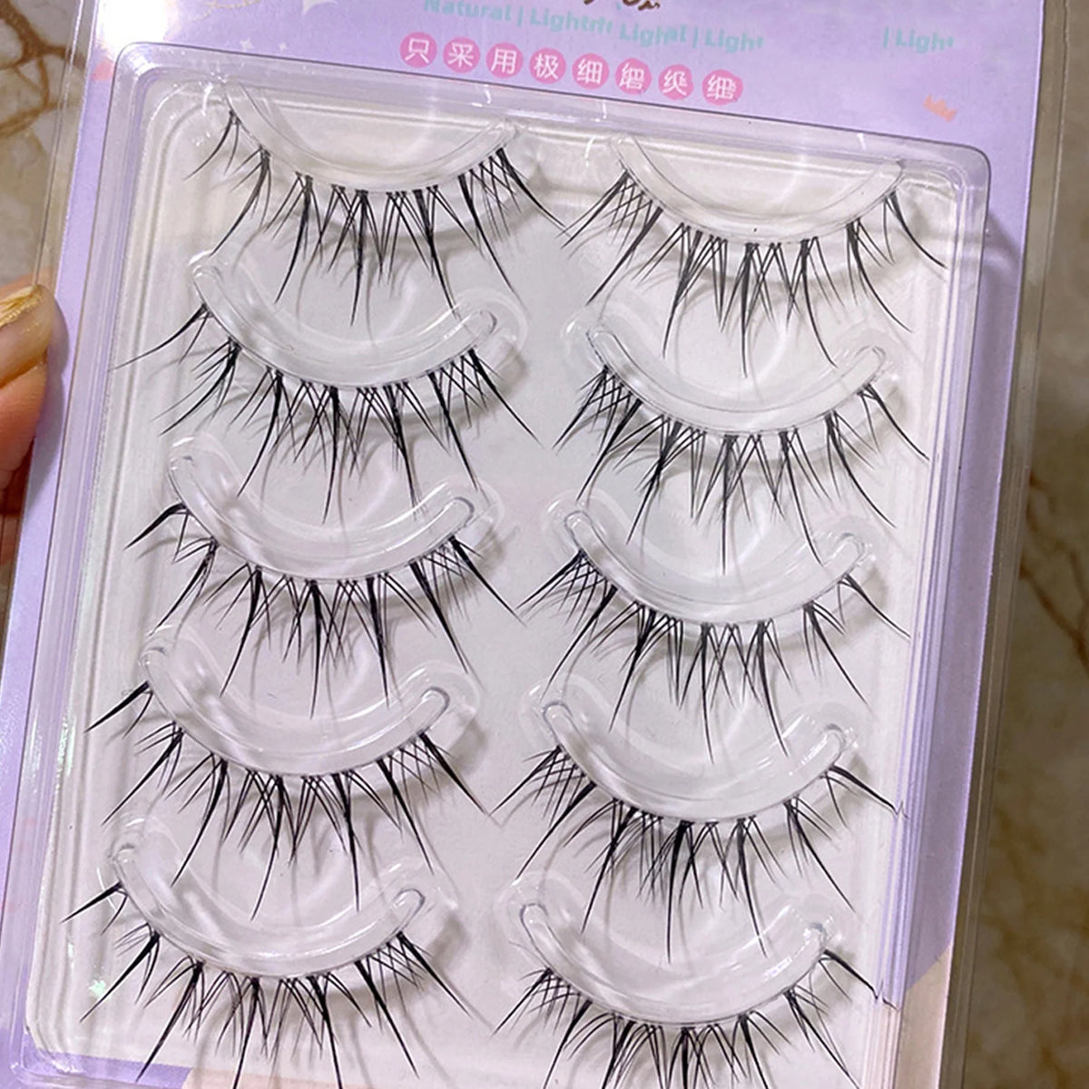 5 Pairs Sunflower False Eyelashes Transparent Stem Natural Manga Lashes Anime Wispy Eyelashes Extension Makeup