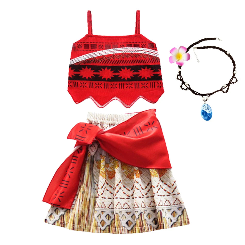 New Movie Moano 2 Dress Girl Halloween Cosplay Costume Carnival Party Princess Children Ocean Adventure Vaiana Dress