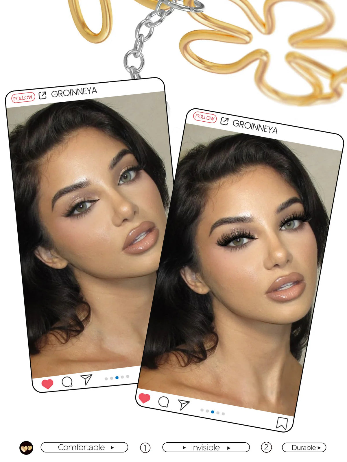 GROINNEYA DIY Eyelashes Cluster Lashes Lash Extension Natural Soft 100% Handmade Mink Lashes Reusable Makeup