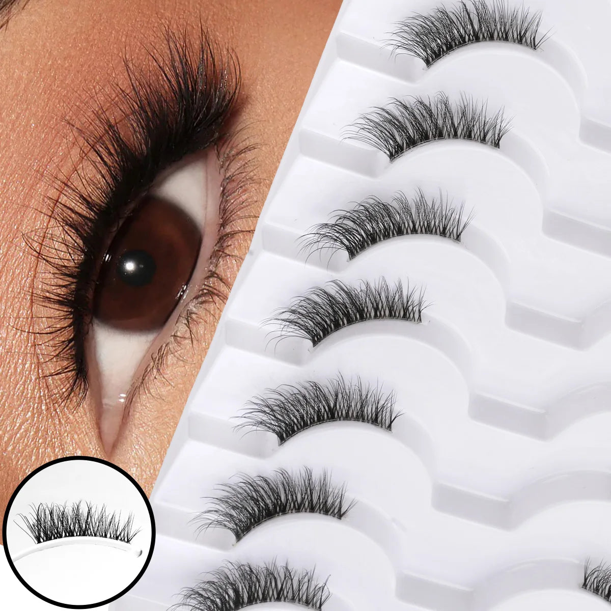 SHIDISHANGPIN False Lashes Extension 3/10 Pairs 3D Mink Eyelash Half Lashes Natural Cat Eye Eyelashes Makeup Faux Cils Fake Lash