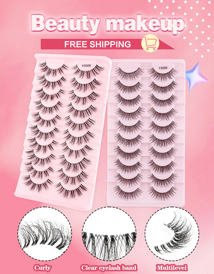 SHIDISHANGPIN False Lashes Extension 3/10 Pairs 3D Mink Eyelash Half Lashes Natural Cat Eye Eyelashes Makeup Faux Cils Fake Lash
