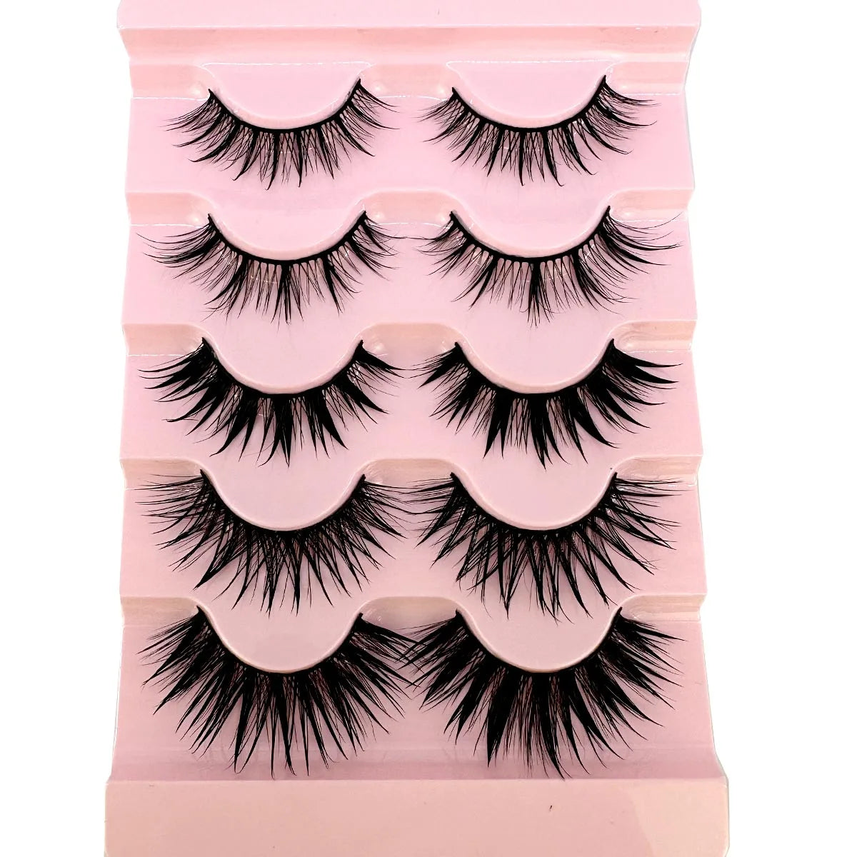 New 5 Pairs Wet False Eyelashes Naturally Wear False Eyelashes Everyday Sharp Tail Thick Simulation Cross Makeup Lashes