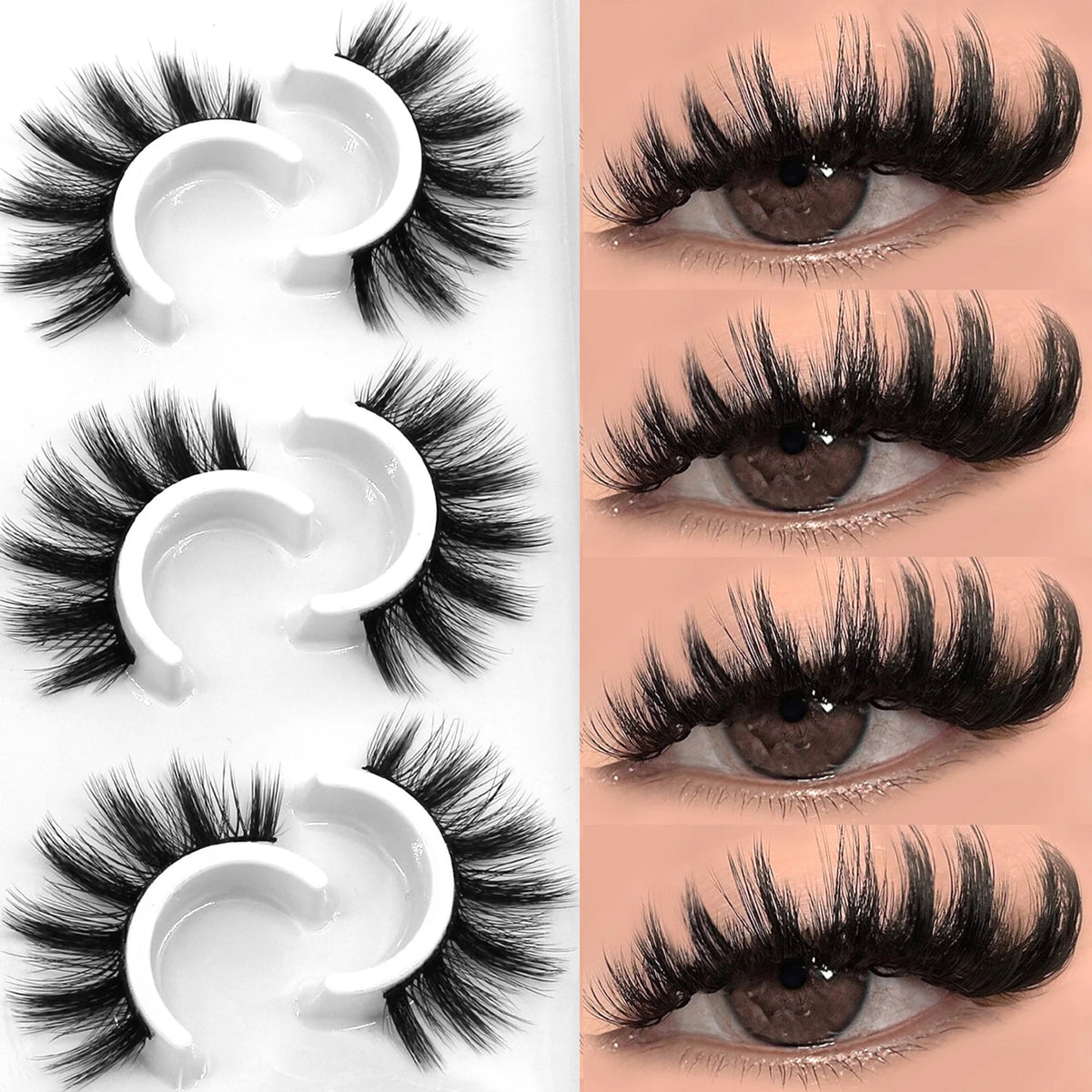 Veltrinay Fake Lashes 3D Mink Lashes Soft False Eyelashes Natural Thick Faux Mink Eyelashes Extention Makeup