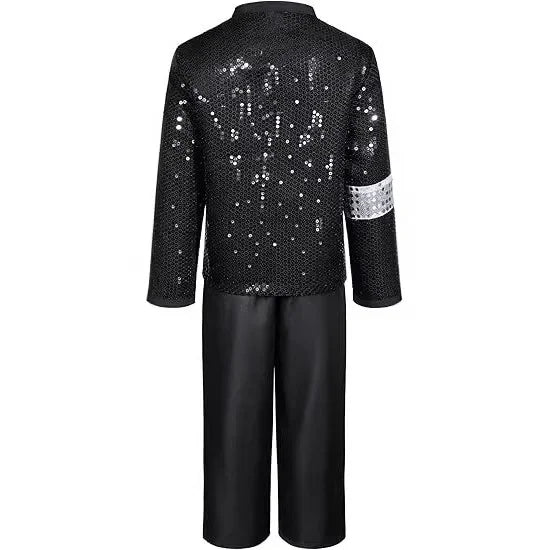 Kids Boys Michael Jackson Inspired Costume Set with Full Accessories for Dance Performance and Halloween Party