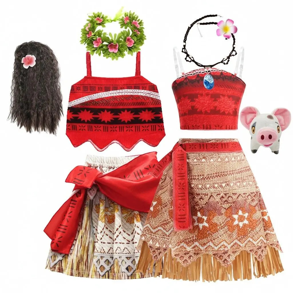 New Movie Moano 2 Dress Girl Halloween Cosplay Costume Carnival Party Princess Children Ocean Adventure Vaiana Dress