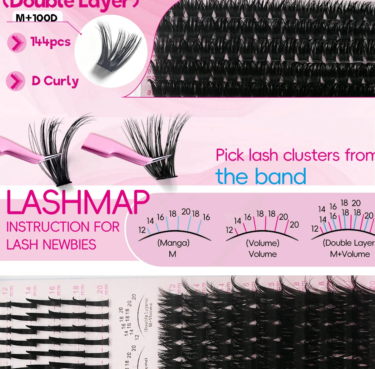Fairy Natural Single Cluster Thick Artificial False Eyelashes, Mixed Play Makeup, D Curve, Large Capacity, 14 Rows