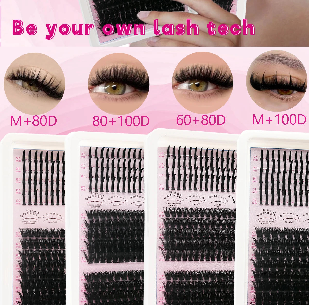Fairy Natural Single Cluster Thick Artificial False Eyelashes, Mixed Play Makeup, D Curve, Large Capacity, 14 Rows