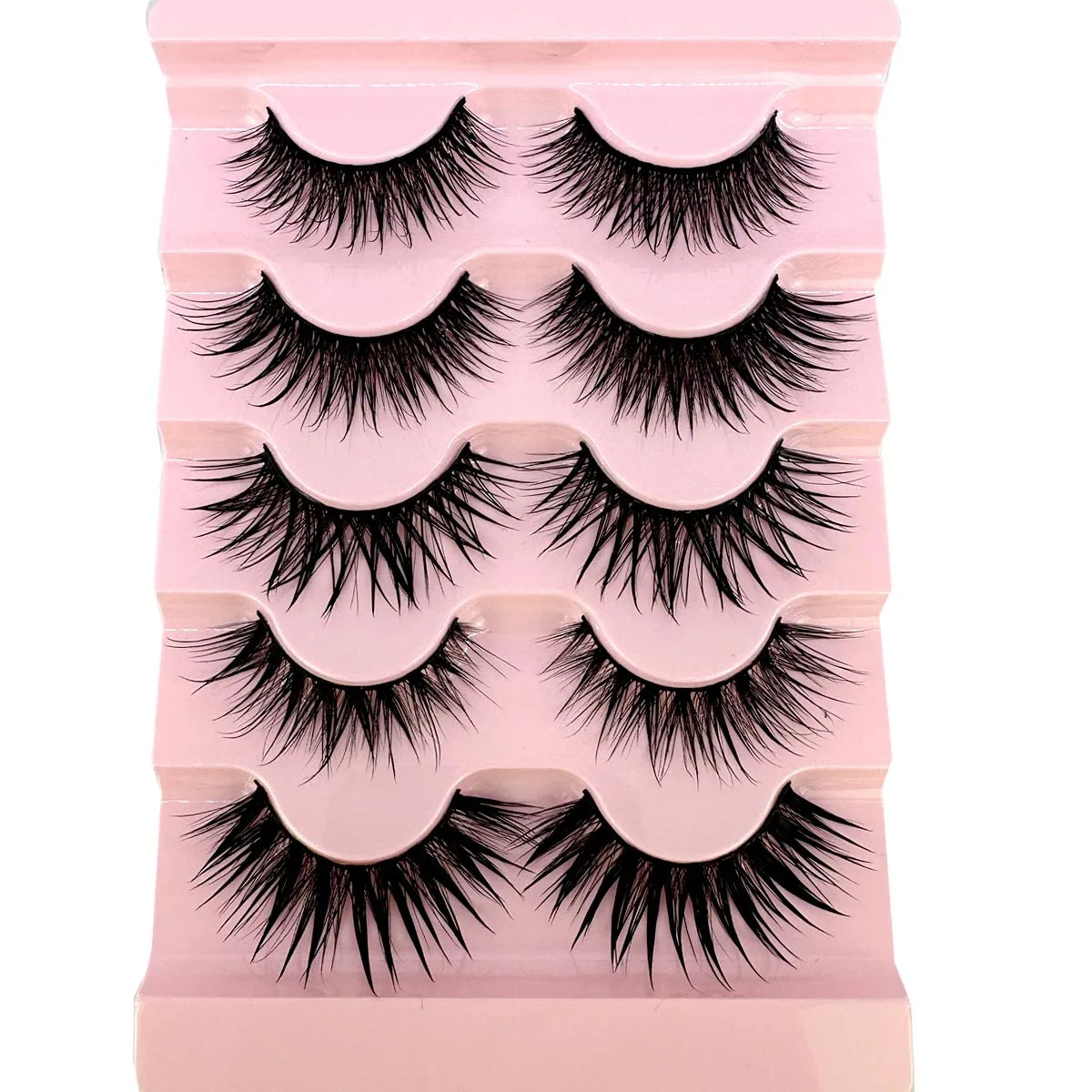 New 5 Pairs Wet False Eyelashes Naturally Wear False Eyelashes Everyday Sharp Tail Thick Simulation Cross Makeup Lashes