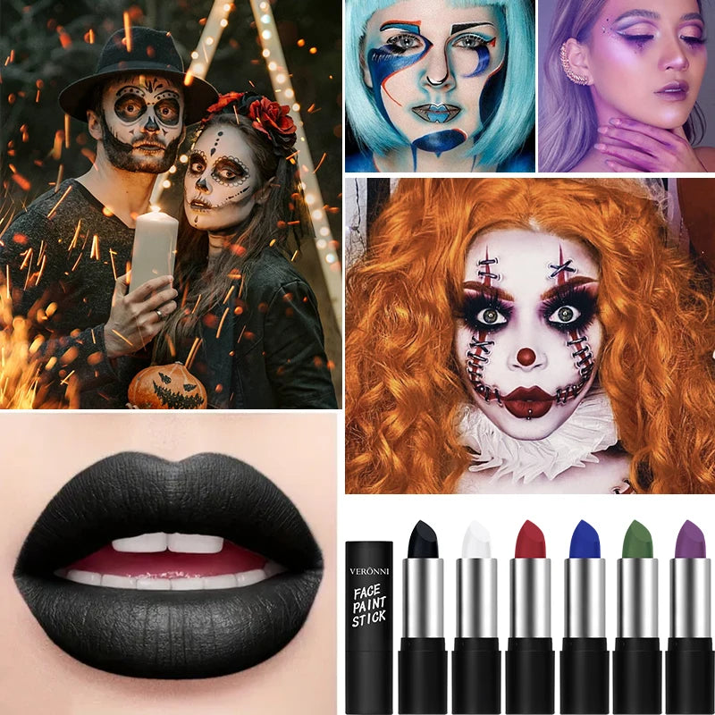6 Colors Face Body Paint Stick Cream Eyeblack Tube Body Painting Blendable Sticks For Halloween Cosplay Joker Face Paint Makeup