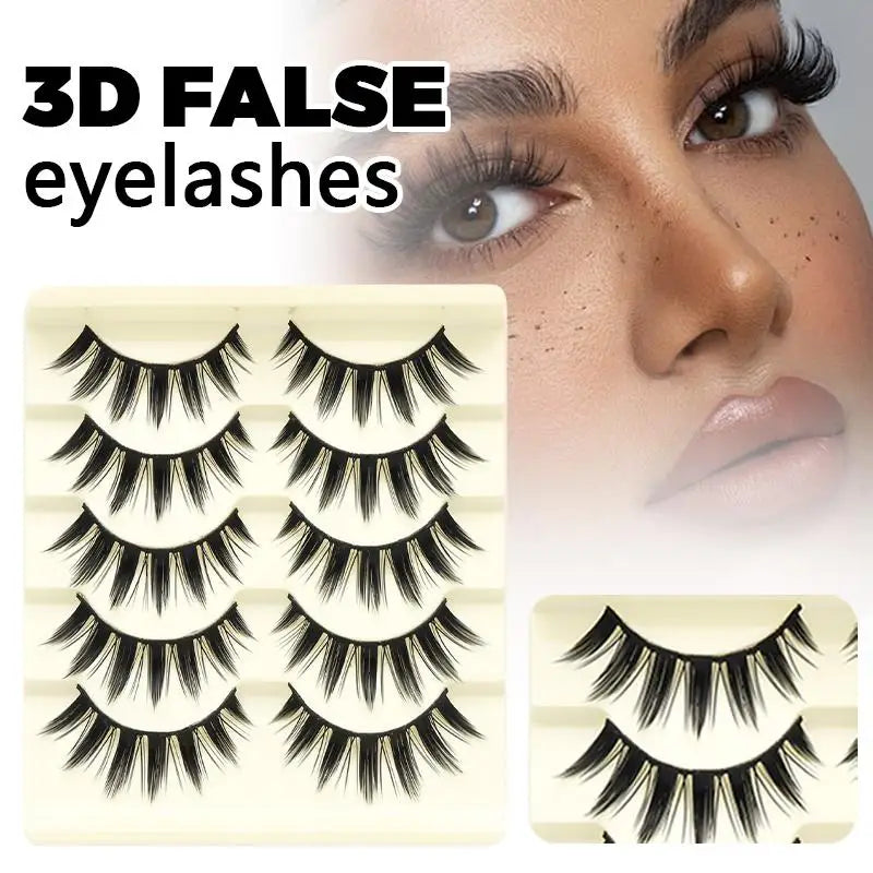 10 Pairs Manga Lashes Cosplay Fake Eyelashes Strip Lash Soft Natural Look Fox Eye Korean Manhua Makeup False Eyelashes
